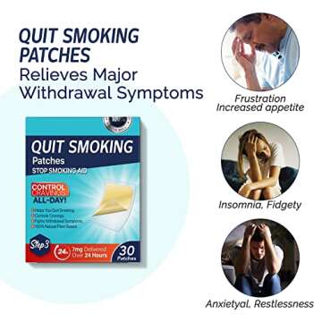 Quit Smoking Patches, Step 3 Stop Smoking Aids Patches, 7mg Quit Smoking Stickers That Work with 2 Weeks, Helping Quit Patch, Anti-Stickers- 30 Count