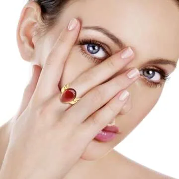 Stunning TKOY99 Red Agate Rings for Women, Gold Plated