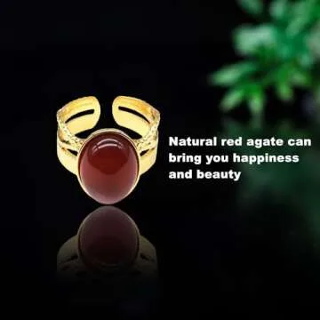 Stunning TKOY99 Red Agate Rings for Women, Gold Plated