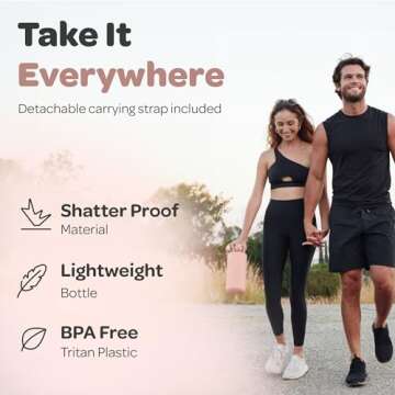 Hydracy Time Marked Water Bottle 64 oz Leakproof Design