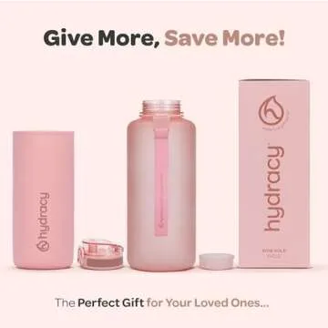 Hydracy Time Marked Water Bottle 64 oz Leakproof Design