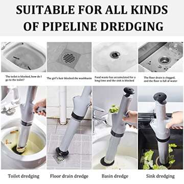 Shineyard 9 in 1 Air Plunger for Toilet,Toilet Plunger, Drain Plumb Plunger,Power Plunger,High Pressure with 9 Detachable Assembly Heads for Plugging Toilets,Kitchens,Bathrooms(white)