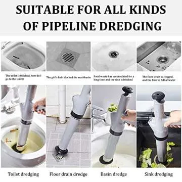 Shineyard 9 in 1 Air Plunger for Toilet,Toilet Plunger, Drain Plumb Plunger,Power Plunger,High Pressure with 9 Detachable Assembly Heads for Plugging Toilets,Kitchens,Bathrooms(white)