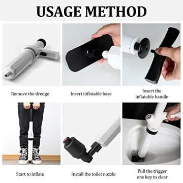 Shineyard 9 in 1 Air Plunger for Toilet,Toilet Plunger, Drain Plumb Plunger,Power Plunger,High Pressure with 9 Detachable Assembly Heads for Plugging Toilets,Kitchens,Bathrooms(white)