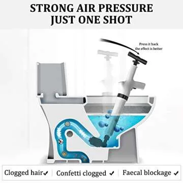 Shineyard 9 in 1 Air Plunger for Toilet,Toilet Plunger, Drain Plumb Plunger,Power Plunger,High Pressure with 9 Detachable Assembly Heads for Plugging Toilets,Kitchens,Bathrooms(white)