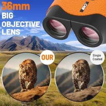 Binoculars for Kids,15X36 Compact Binocular for Adults,BAK4 Prism FMC Lens,IPX7 Waterproof Binoculars for Bird Watching,Easy Focus Binoculars Outdoor Sport,Hunting,Theater and Concerts(Orange)