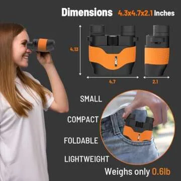 Binoculars for Kids,15X36 Compact Binocular for Adults,BAK4 Prism FMC Lens,IPX7 Waterproof Binoculars for Bird Watching,Easy Focus Binoculars Outdoor Sport,Hunting,Theater and Concerts(Orange)