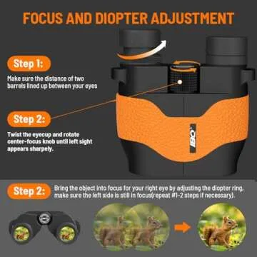 Binoculars for Kids,15X36 Compact Binocular for Adults,BAK4 Prism FMC Lens,IPX7 Waterproof Binoculars for Bird Watching,Easy Focus Binoculars Outdoor Sport,Hunting,Theater and Concerts(Orange)