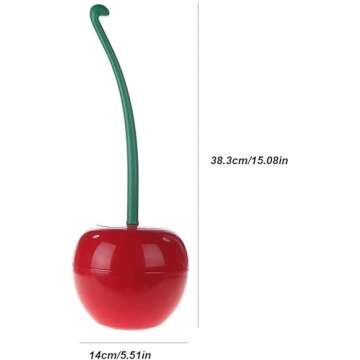 Cherry Shape Toilet Brushes with Holder Bowl Long Handle, Household Bathroom Cleaning Tool Cleaner and Base for Storage Organization