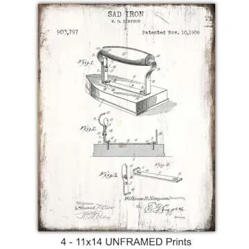 Vintage Laundry room Wall Art 11x14 - Vintage Art Prints - Vintage Farmhouse Decor, Retro Style Decor - Vintage Posters for Home Picture - Laundry room Decorations - Retro Wall Set - Unframed