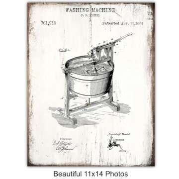 Vintage Laundry room Wall Art 11x14 - Vintage Art Prints - Vintage Farmhouse Decor, Retro Style Decor - Vintage Posters for Home Picture - Laundry room Decorations - Retro Wall Set - Unframed