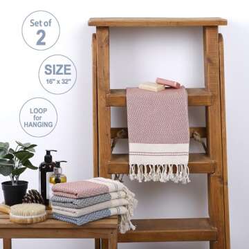 Evelynen Turkish Hand Towels Set of 2 for Kitchen & Bath