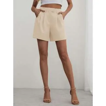 Feiersi Women’s Elastic Waist Tailored Shorts for Summer