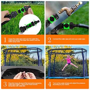 Trampoline Sprinkler for Kids - Outdoor Trampoline Water Sprinkler for Kids and Adults, Trampoline Accessories Sprinkler 39ft Long for Water Play, Games, and Summer Fun in Yards