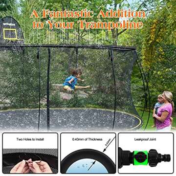 Trampoline Sprinkler for Kids - Outdoor Trampoline Water Sprinkler for Kids and Adults, Trampoline Accessories Sprinkler 39ft Long for Water Play, Games, and Summer Fun in Yards