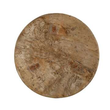 Artissance Round Vintage Stool, Weathered Natural Wood Finish (Size & Color Vary)