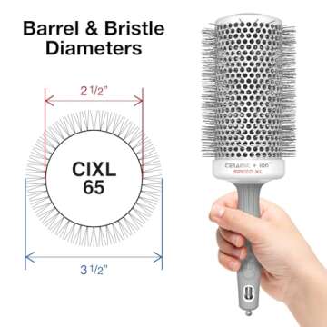 Olivia Garden Ceramic + Ion Round Thermal Hair Brush, CIXL-65 (3 1/2")
