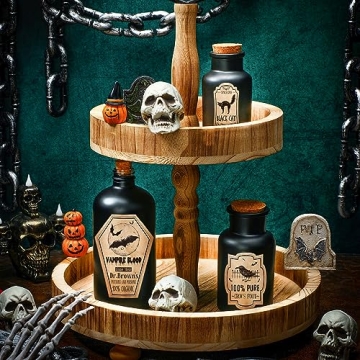 Vintage Halloween Glass Potion Bottles with Spooky Labels