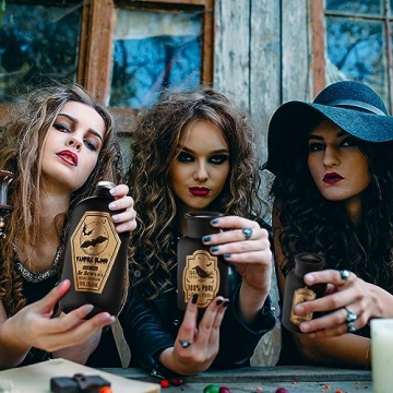 Vintage Halloween Glass Potion Bottles with Spooky Labels