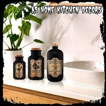 Vintage Halloween Glass Potion Bottles with Spooky Labels