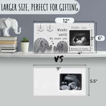 Baby Sonogram Picture Frame w/ Baby Countdown Weeks - Standard 4"x3" Ultrasound Photo - Pregnancy Announcements Ideas - Gender Reveal Baby-Shower Gift - New Mom Expecting Parents to Be Keepsake Gifts