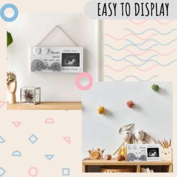 Baby Sonogram Picture Frame w/ Baby Countdown Weeks - Standard 4"x3" Ultrasound Photo - Pregnancy Announcements Ideas - Gender Reveal Baby-Shower Gift - New Mom Expecting Parents to Be Keepsake Gifts