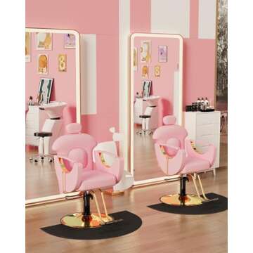 Baasha Barber Chair - Stylish Pink Reclining Salon Chair for Comfort