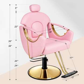 Baasha Barber Chair - Elegant Reclining Salon Seat