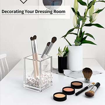 MaxGear Pen Holder 2 Pack Clear Acrylic Pencil Organizer, Desk Cups for Pens, Pencils, Toothbrushes, Straws, Makeup Brushes & More - Office, School & Home Accessories