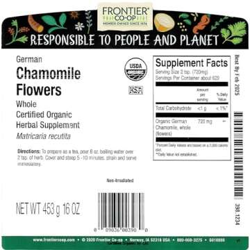 Frontier Co-op Organic Whole Chamomile Flowers 1lb
