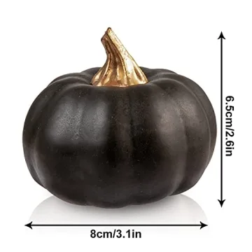 Whaline 12Pcs Black Artificial Pumpkins for Fall Decor