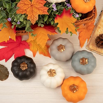 Whaline 12Pcs Black Artificial Pumpkins for Fall Decor
