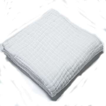 Lucear Muslin Cotton White Baby Bath Towels with Hood and Waistband Also for Baby Blanket