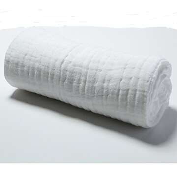 Lucear Muslin Cotton White Baby Bath Towels with Hood and Waistband Also for Baby Blanket