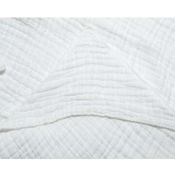 Lucear Muslin Cotton White Baby Bath Towels with Hood and Waistband Also for Baby Blanket