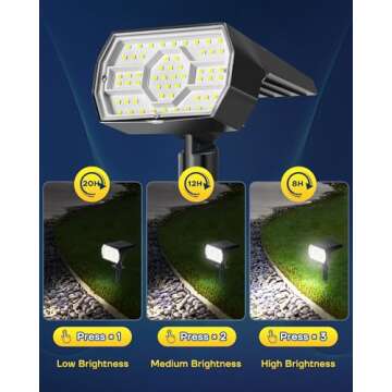 Kaxiida Solar Lights Outdoor Waterproof IP68, 3 Lighting Models Solar Powered Spot Lights Outdoor, 5...