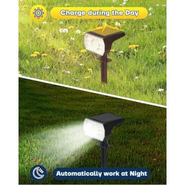 Kaxiida Solar Lights Outdoor Waterproof IP68, 3 Lighting Models Solar Powered Spot Lights Outdoor, 56LED Solar Lights Dusk to Dawn for Yard Patio Garden Pathway Landscape Lighting