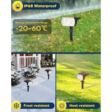 Kaxiida Solar Lights Outdoor Waterproof IP68, 3 Lighting Models Solar Powered Spot Lights Outdoor, 56LED Solar Lights Dusk to Dawn for Yard Patio Garden Pathway Landscape Lighting