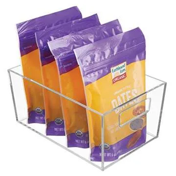 mDesign Plastic Kitchen Storage Organizer Bin - Tote with Carrying Handles for Refrigerator, Cabinet, Pantry to Hold Fruit, Vegetables, Snacks, Boxed or Canned Food - Small - 2 Pack - Clear
