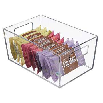mDesign Plastic Kitchen Storage Organizer Bin - Tote with Carrying Handles for Refrigerator, Cabinet, Pantry to Hold Fruit, Vegetables, Snacks, Boxed or Canned Food - Small - 2 Pack - Clear