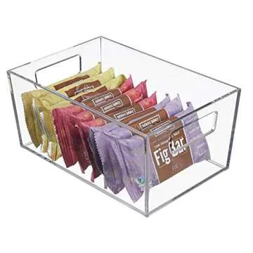 mDesign Plastic Kitchen Storage Organizer Bin - Tote with Carrying Handles for Refrigerator, Cabinet, Pantry to Hold Fruit, Vegetables, Snacks, Boxed or Canned Food - Small - 2 Pack - Clear