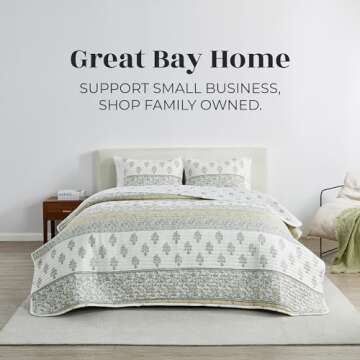 King Vintage Floral Quilt & Pillow Shams Set for Spring