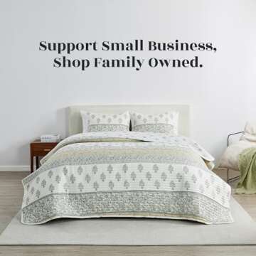 King Vintage Floral Quilt & Pillow Shams Set for Spring