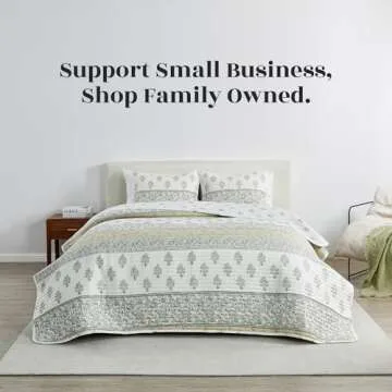 King Vintage Floral Quilt & Pillow Shams Set for Spring