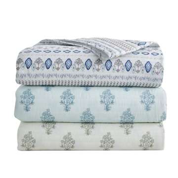 King Vintage Floral Quilt & Pillow Shams Set for Spring