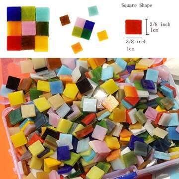 Lanyani 1050 Pieces Mixed Shapes Glass Mosaic Tiles for Crafts, Colorful Stained Glass Pieces for Mosaic Projects