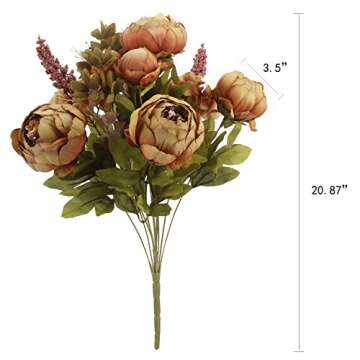 Duovlo Fake Flowers Vintage Artificial Peony Silk Flowers Wedding Home Decoration,Pack of 1 (Coffee)