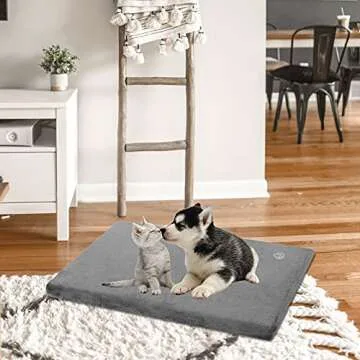 EMPSIGN Stylish Dog Bed Mat Dog Crate Pad Mattress Reversible (Cool & Warm), Water Proof Linings, Removable Machine Washable Cover, Firm Support Pet Crate Bed for Small to XX-Large Dogs, Grey