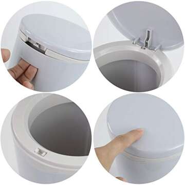 Asking 0.5 Gallon Tiny Plastic Desktop Trash Can Blue Gray