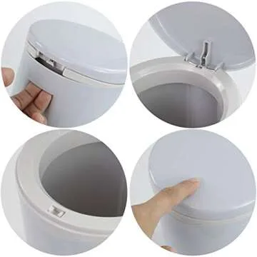 Asking 0.5 Gallon Tiny Plastic Desktop Trash Can Blue Gray